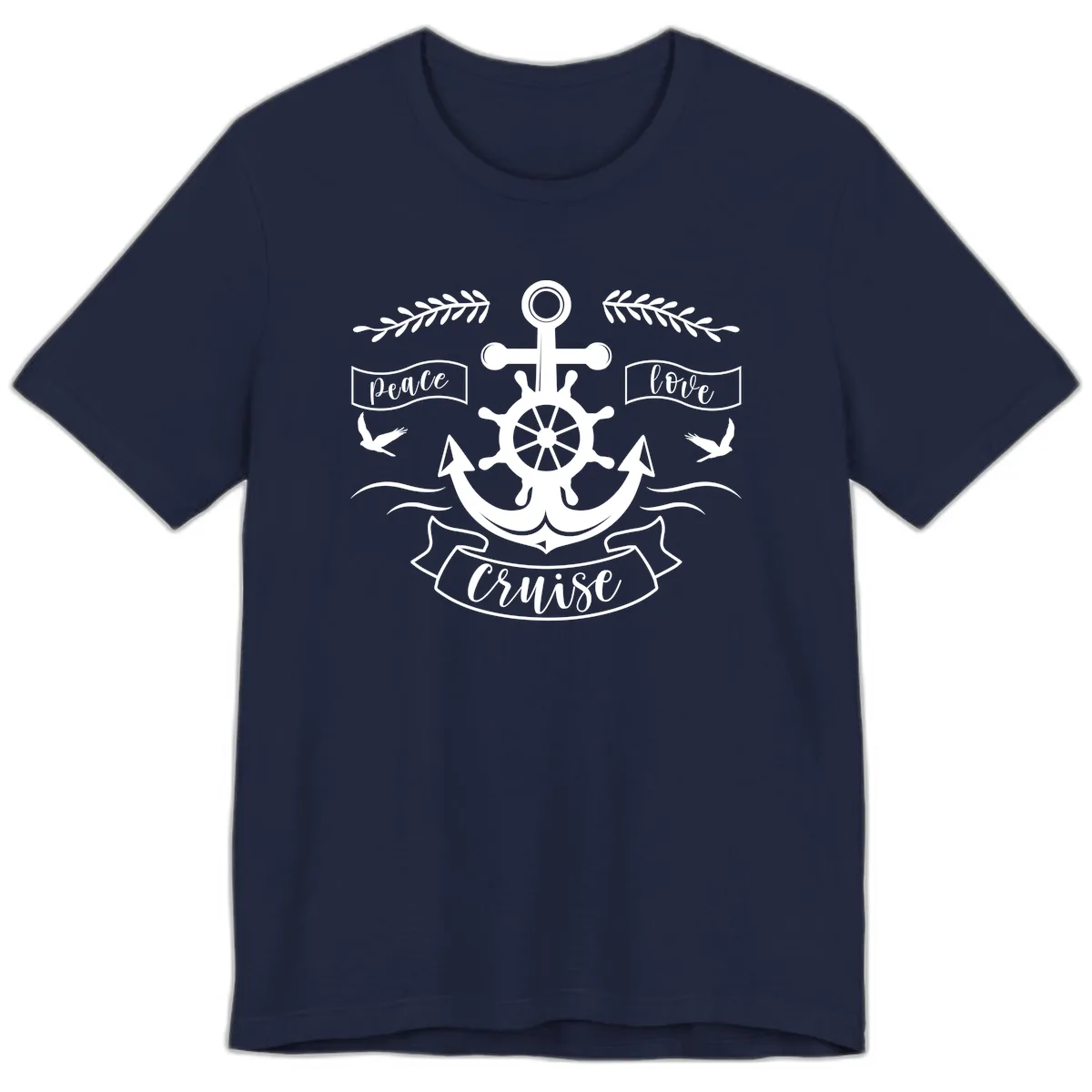 Peace Love Cruise Anchor Premium T-Shirt in Navy