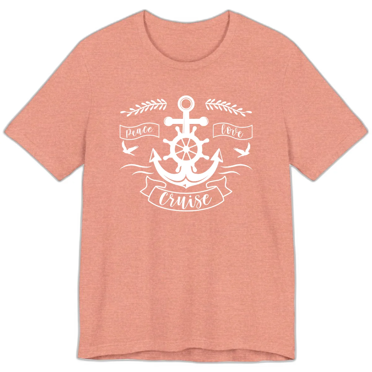 Peace Love Cruise Anchor Premium T-Shirt in Heather Sunset