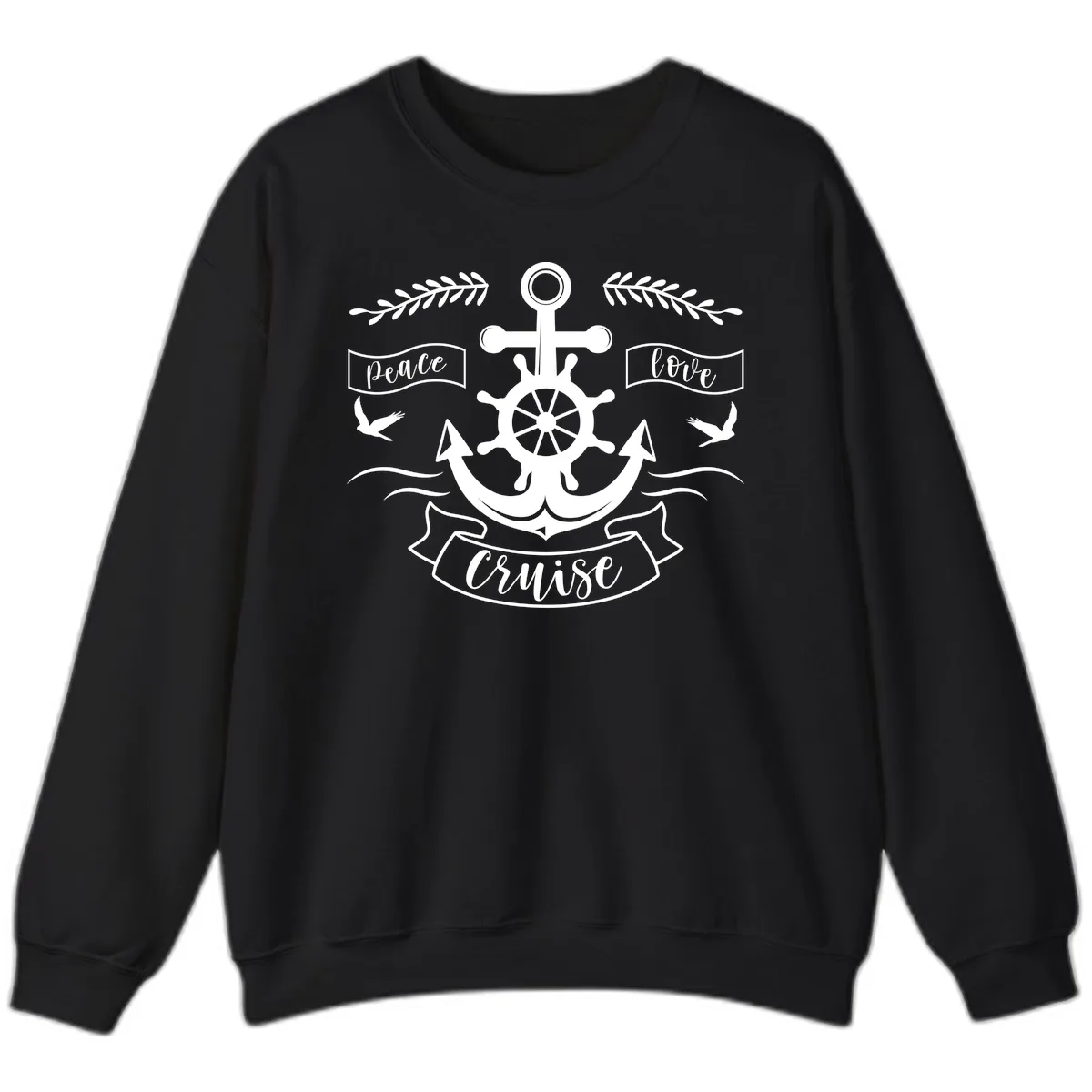 Peace Love Cruise Anchor Sweatshirt in Black