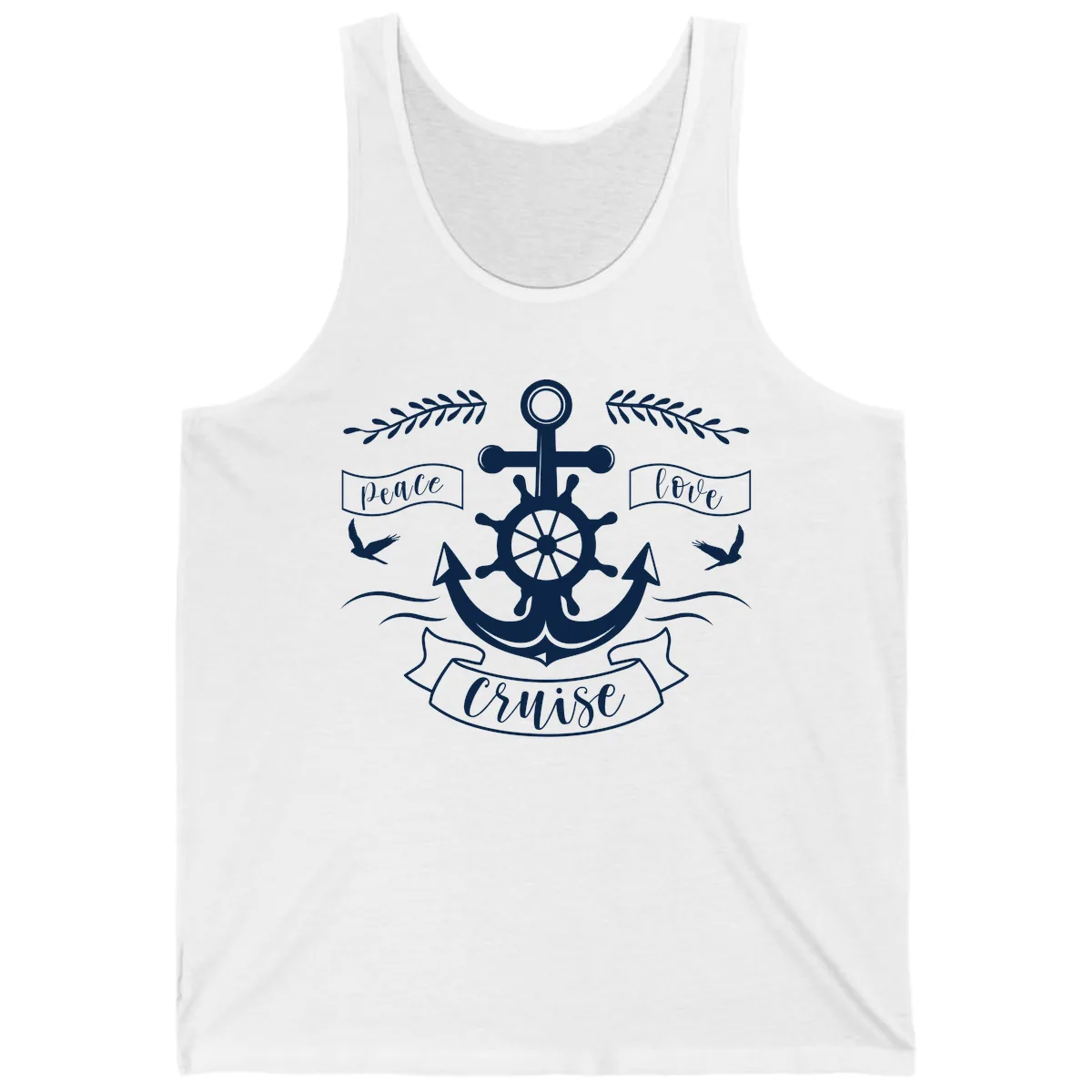 Peace Love Cruise Anchor Tank in White