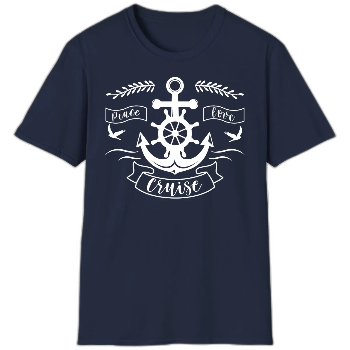 Peace Love Cruise Anchor T-Shirt in Navy