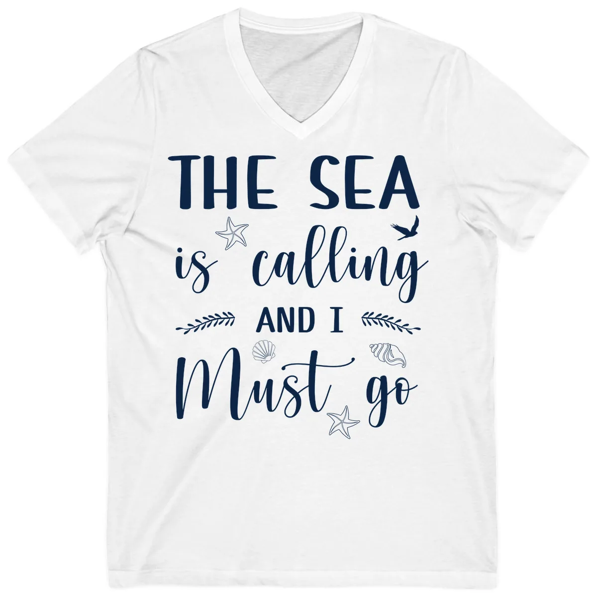 The Sea Is Calling V-Neck in White