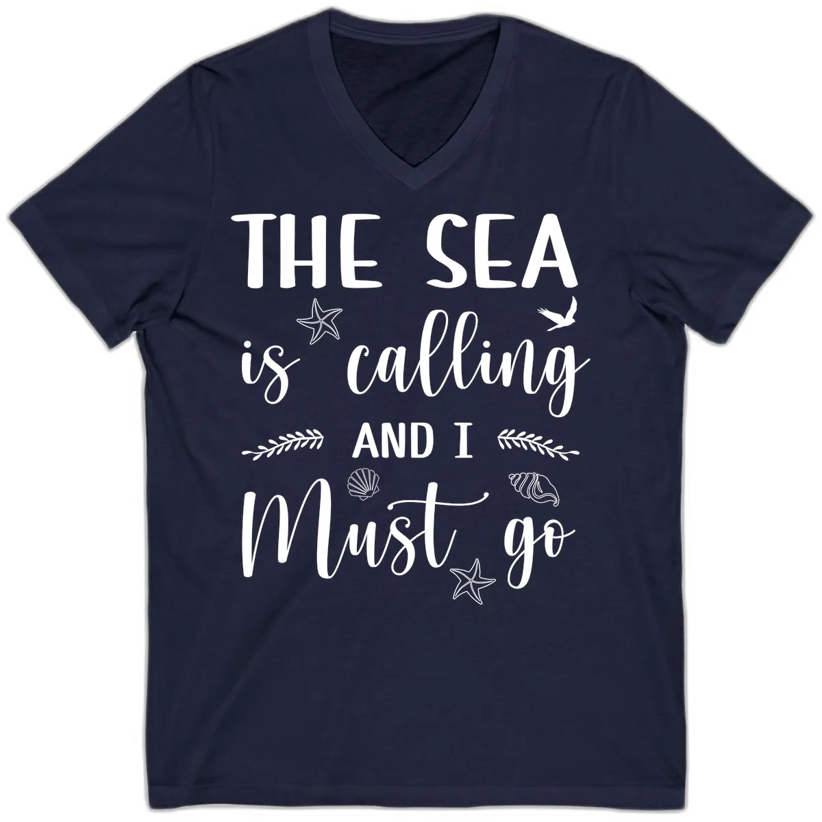 The Sea Is Calling V-Neck in Navy