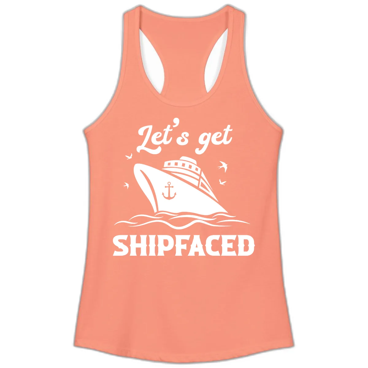 Let's Get Shipfaced Ladies Tank in Solid Light Orange