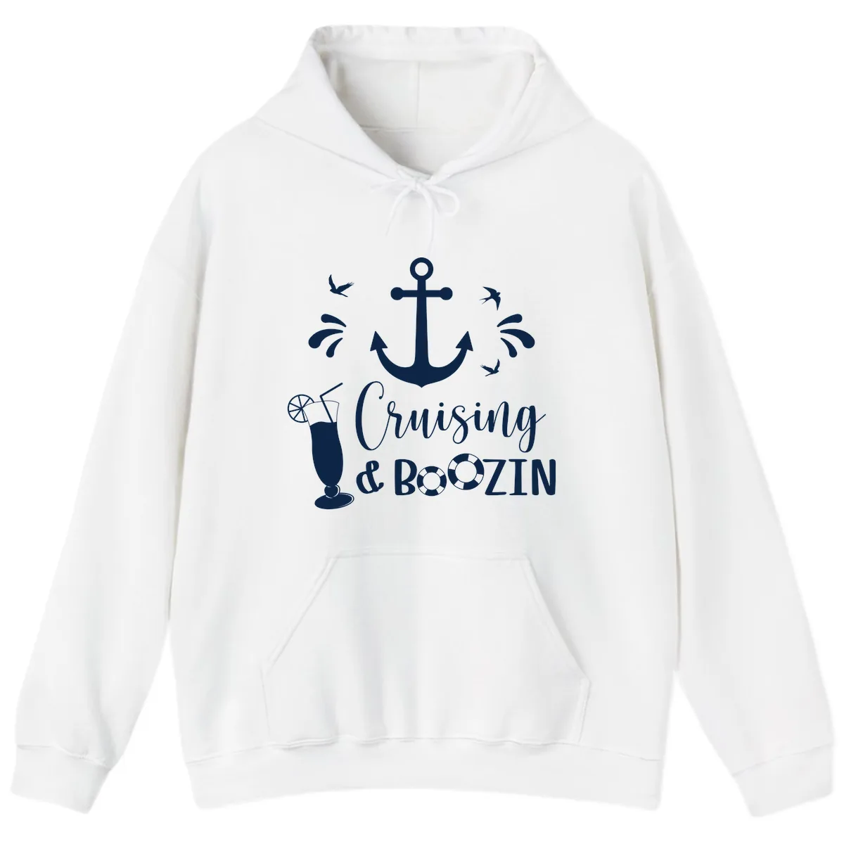 Cruising & Boozing Nautical Hoodie in White