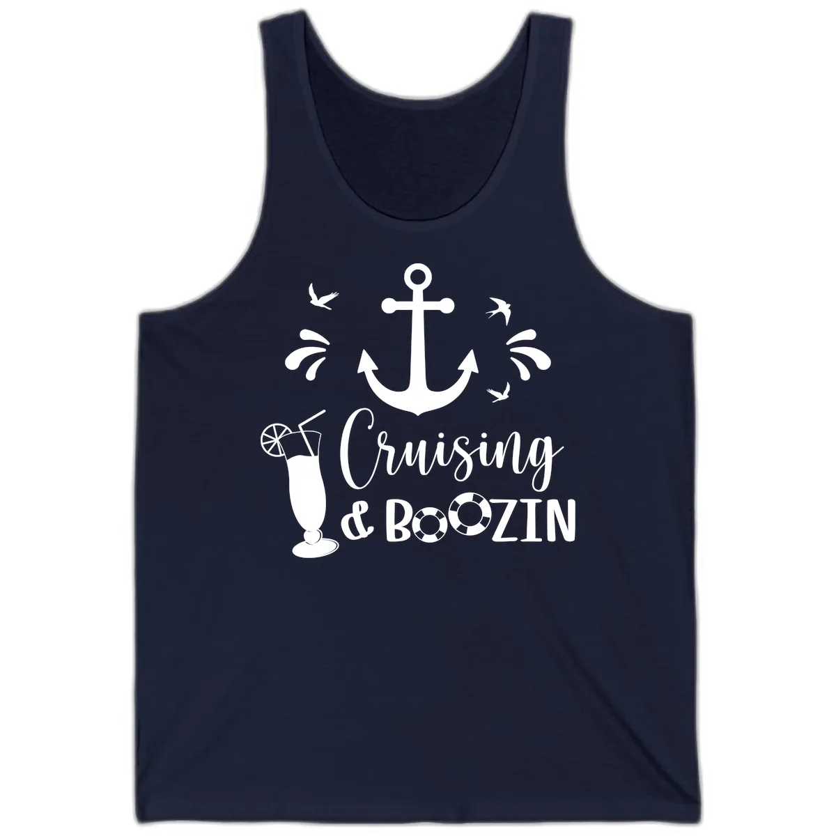 Cruising & Boozing Nautical Tank in Navy