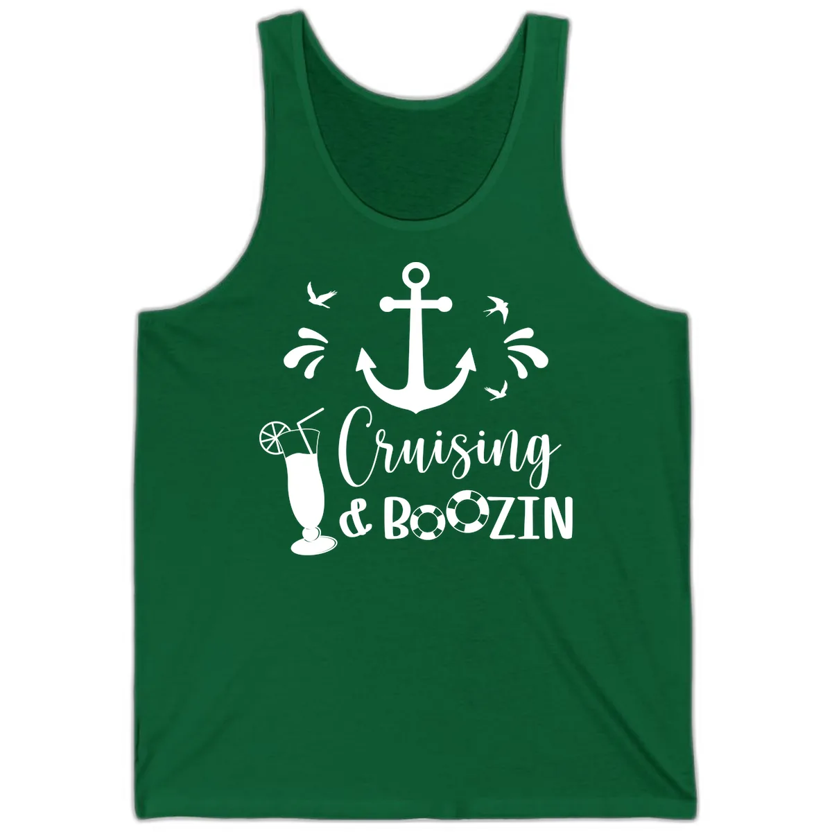 Cruising & Boozing Nautical Tank in Kelly