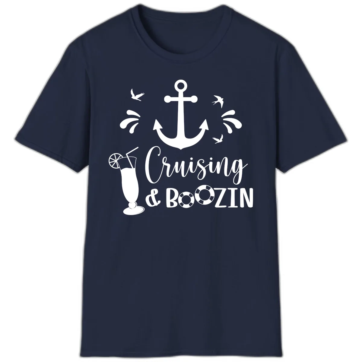 Cruising & Boozing Nautical T-Shirt in Navy
