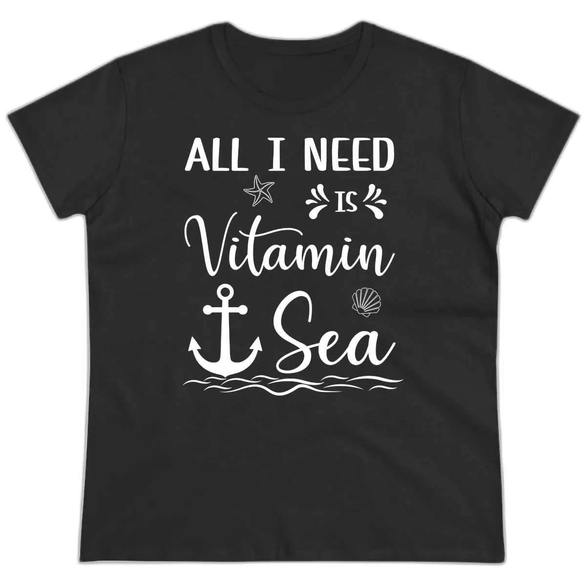 All I Need Is Vitamin Sea Ladies Tee in Black