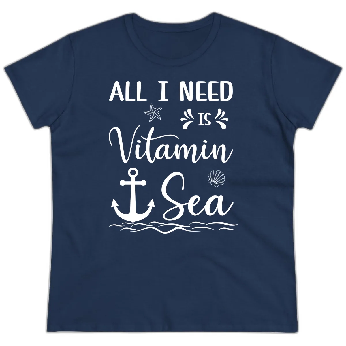 All I Need Is Vitamin Sea Ladies Tee in Navy