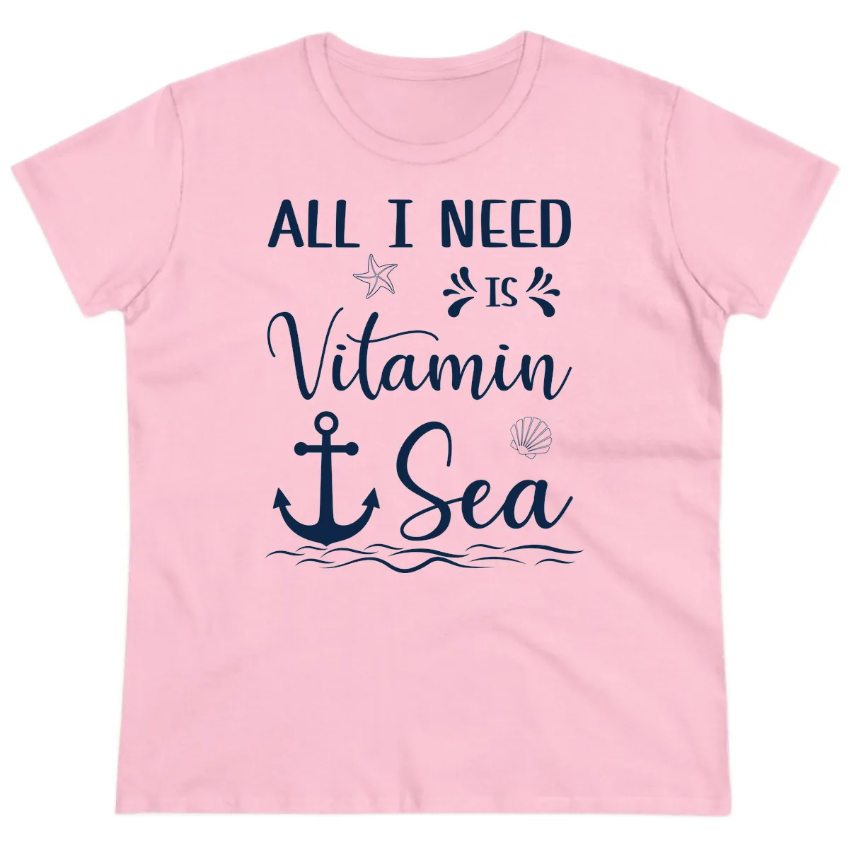 All I Need Is Vitamin Sea Ladies Tee in Light Pink