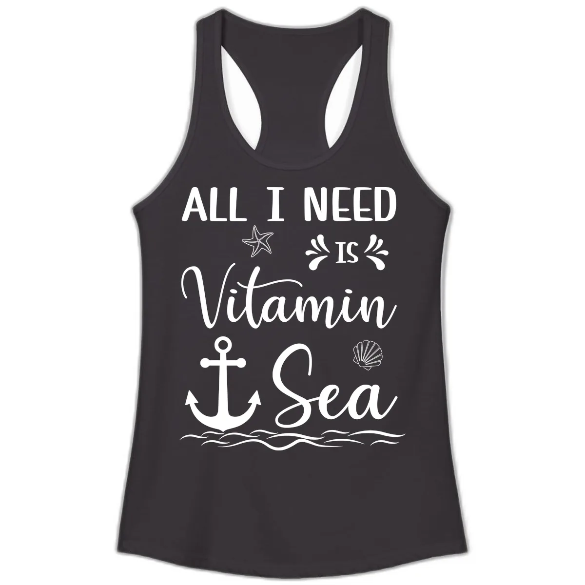 All I Need Is Vitamin Sea Ladies Tank in Black