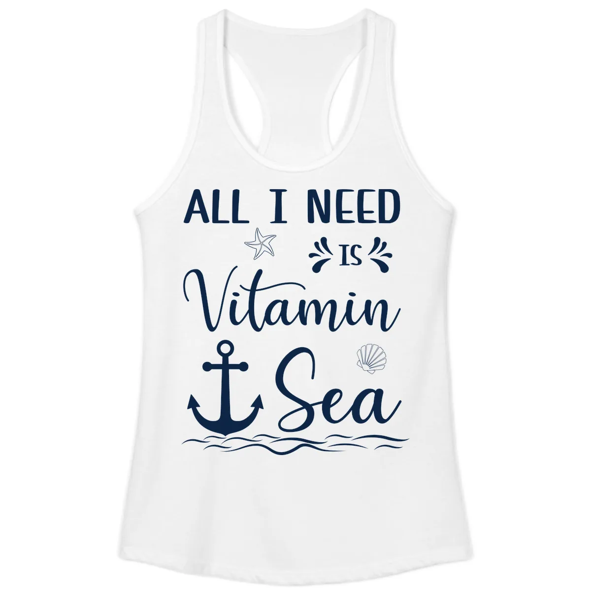 All I Need Is Vitamin Sea Ladies Tank in White