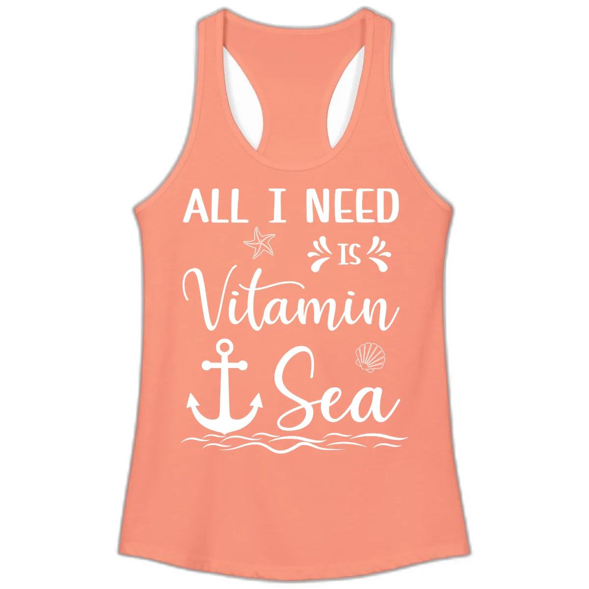 All I Need Is Vitamin Sea Ladies Tank in Solid Light Orange