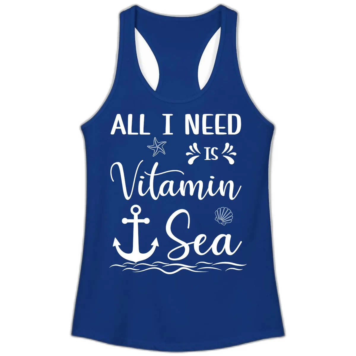 All I Need Is Vitamin Sea Ladies Tank in Solid Royal