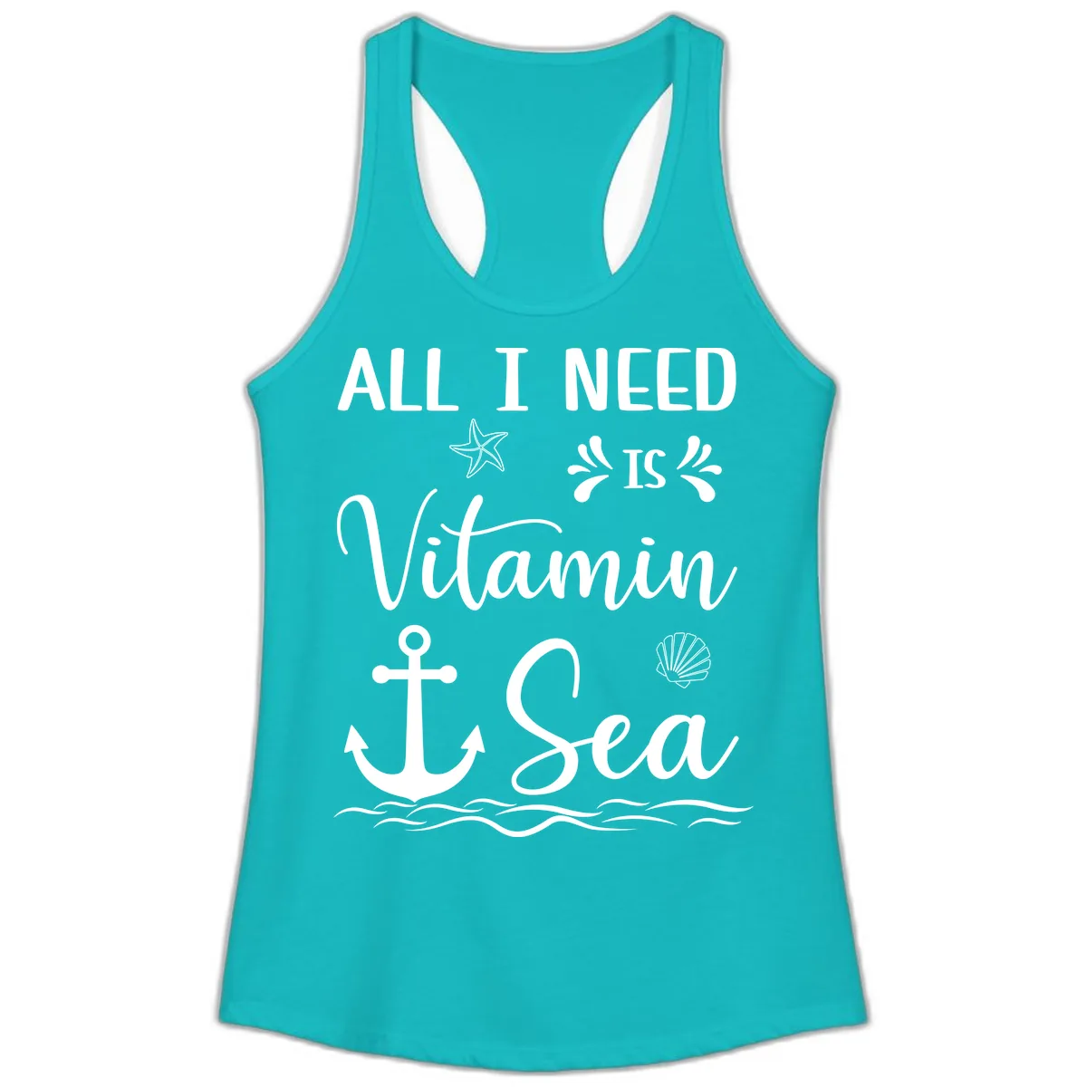 All I Need Is Vitamin Sea Ladies Tank in Tahiti Blue