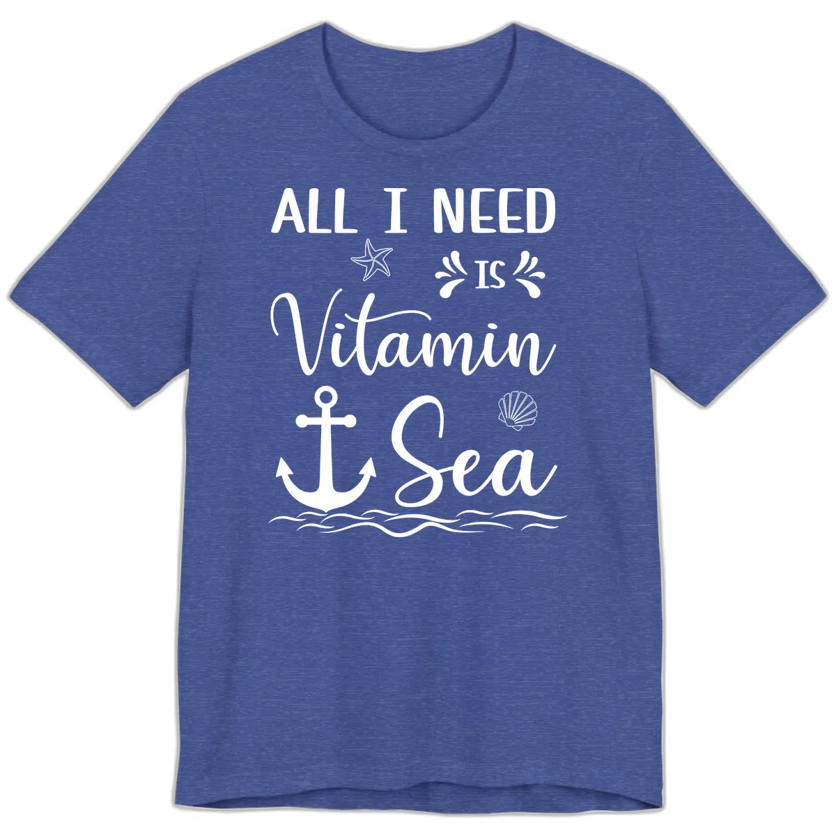 All I Need Is Vitamin Sea Premium T-Shirt in Heather True Royal