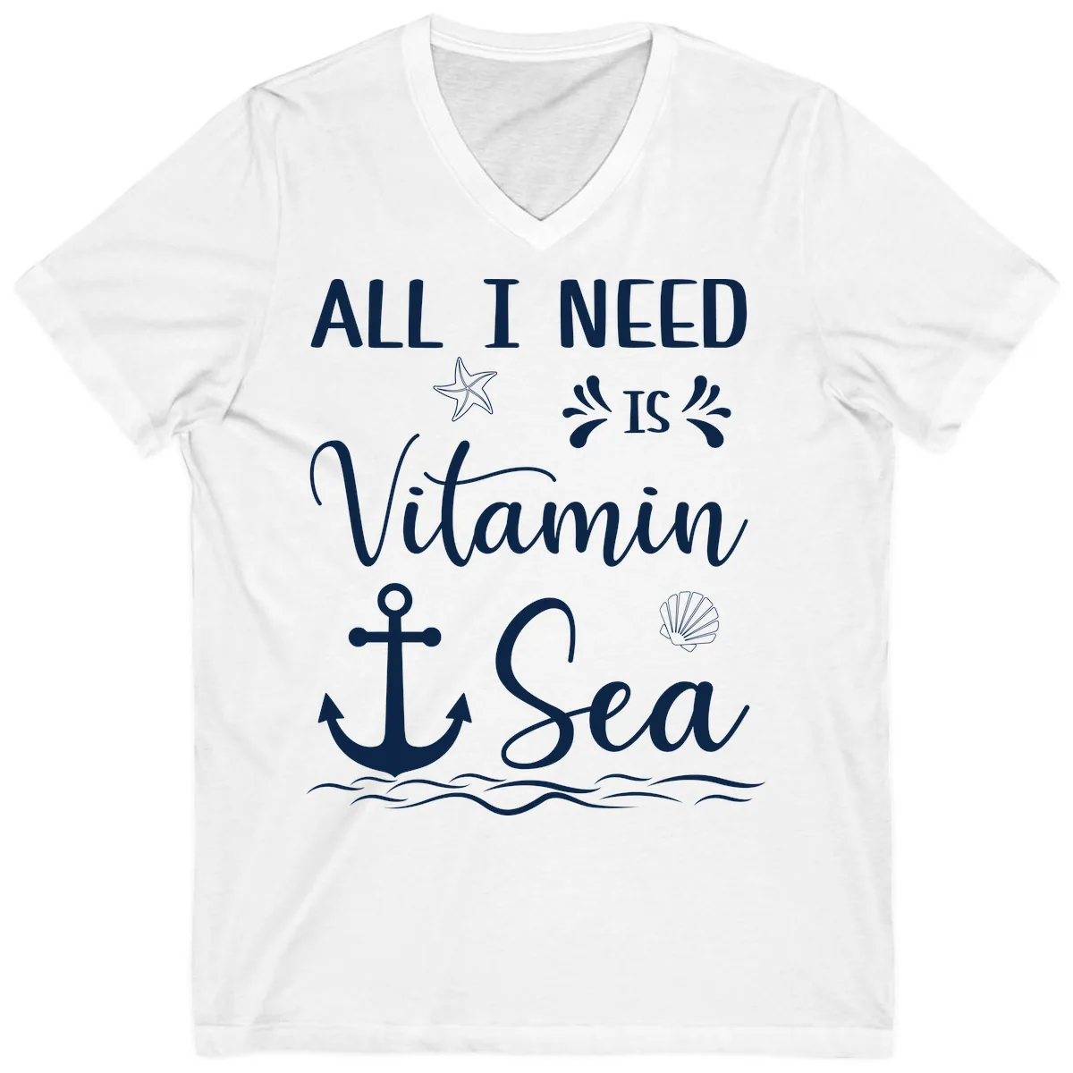 All I Need Is Vitamin Sea V-Neck in White