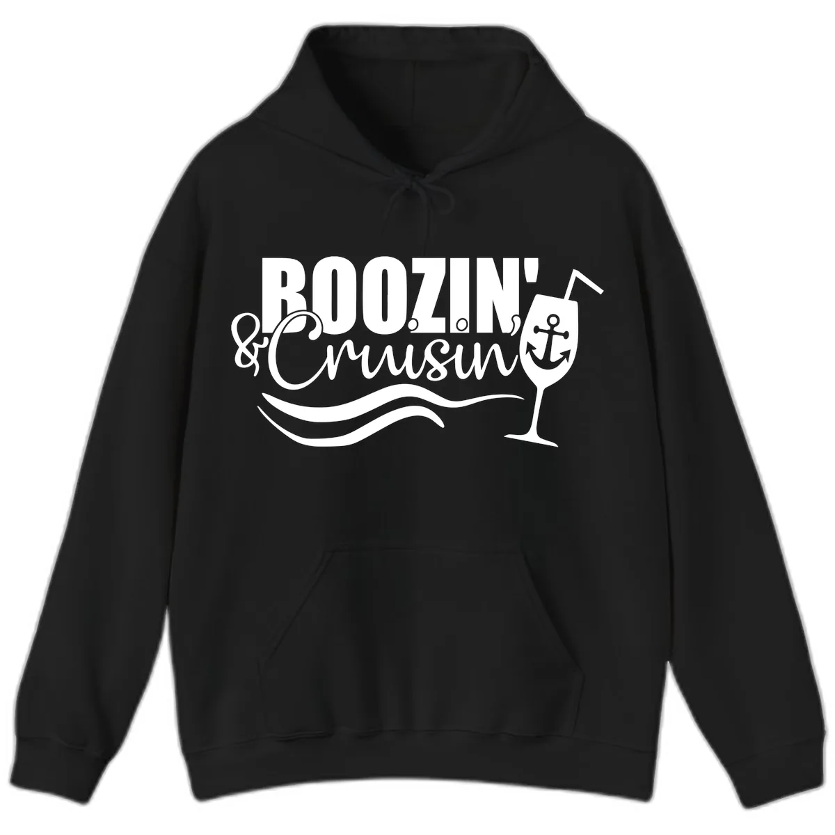 Boozin' & Cruising Nautical Hoodie in Black