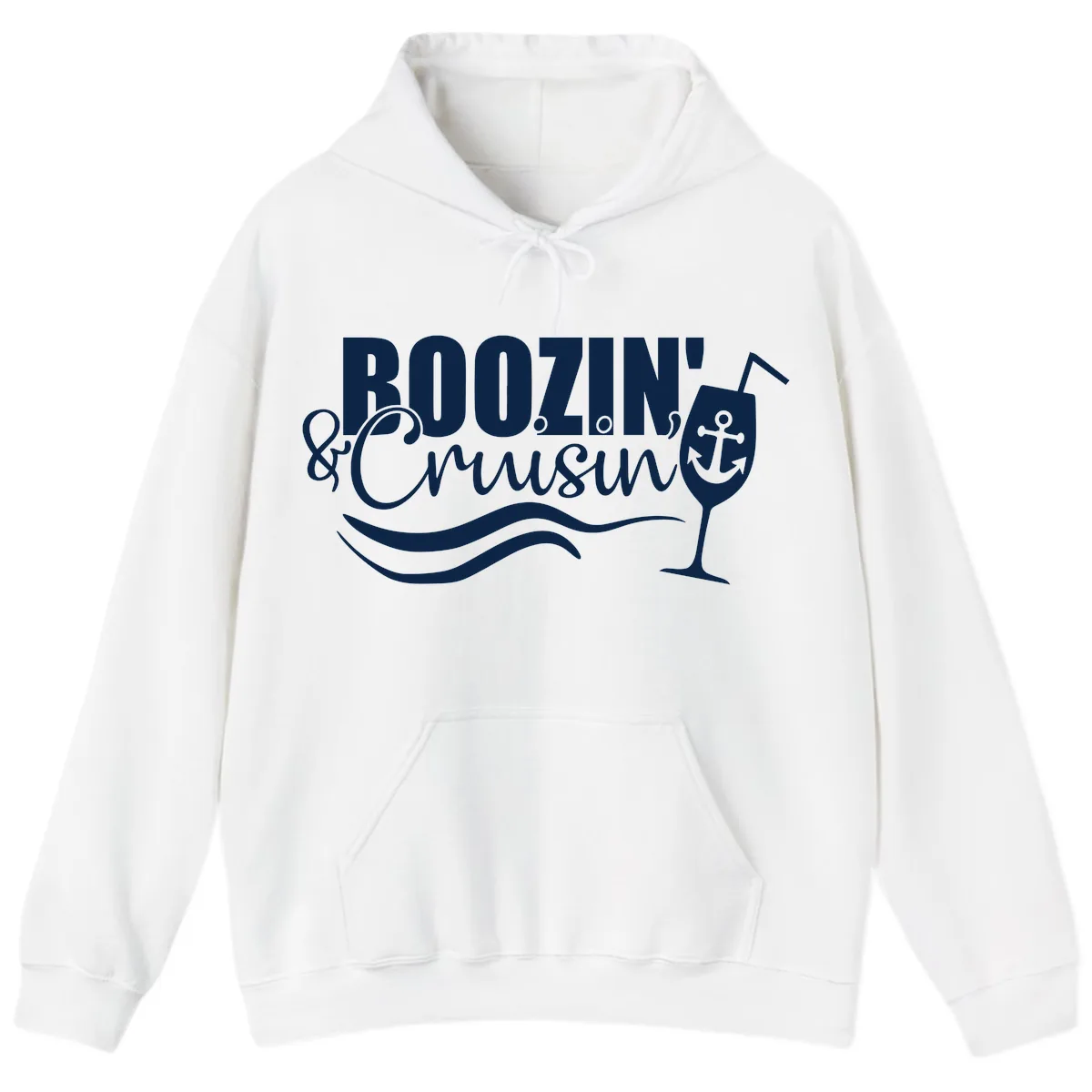 Boozin' & Cruising Nautical Hoodie in White
