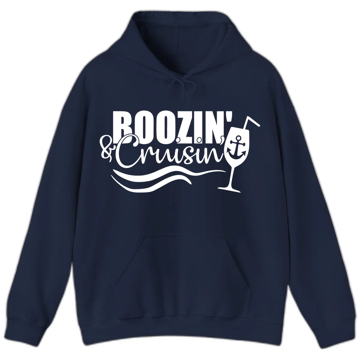 Boozin' & Cruising Nautical Hoodie in Navy