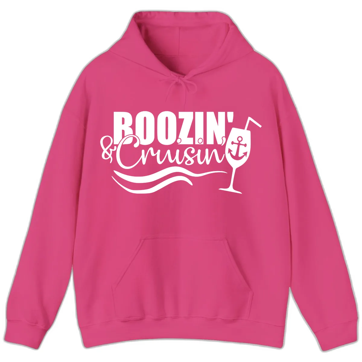 Boozin' & Cruising Nautical Hoodie in Heliconia