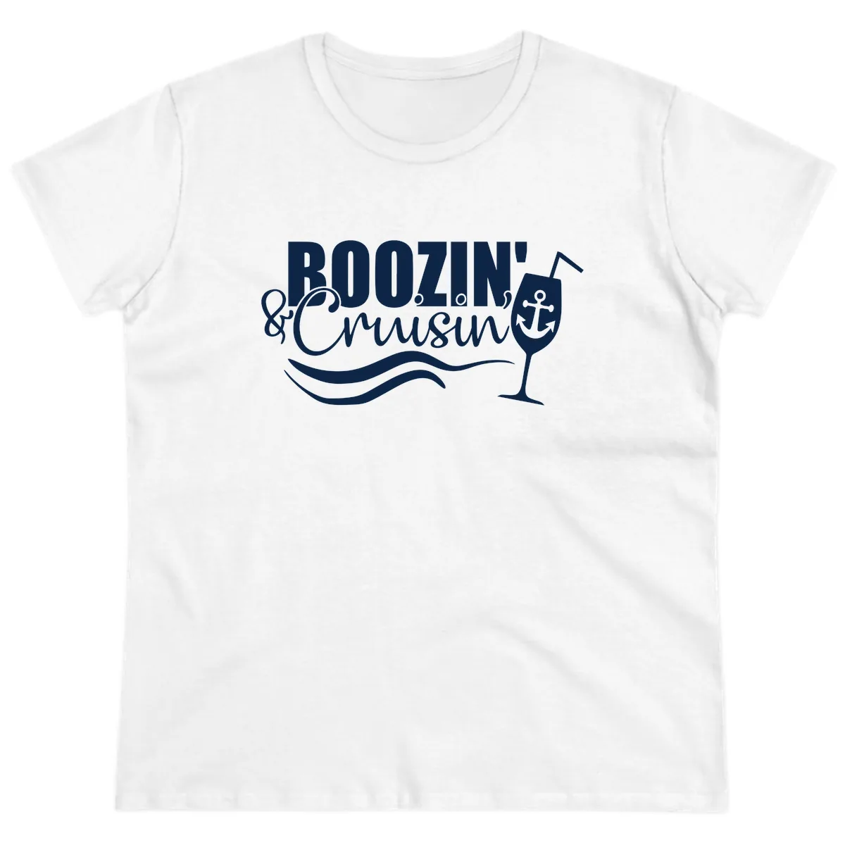 Boozin' & Cruising Nautical Ladies Tee in White