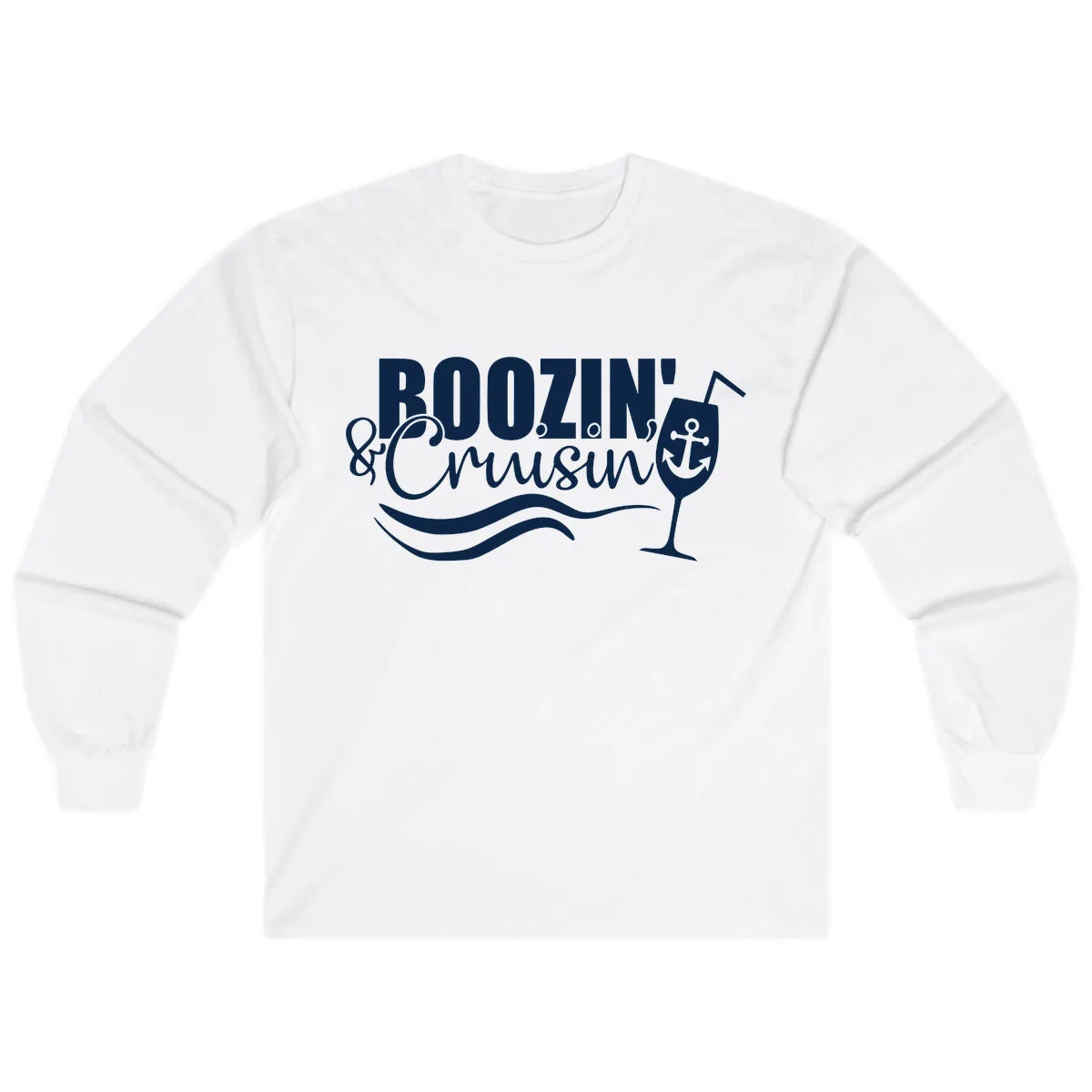 Boozin' & Cruising Nautical Long Sleeve in White