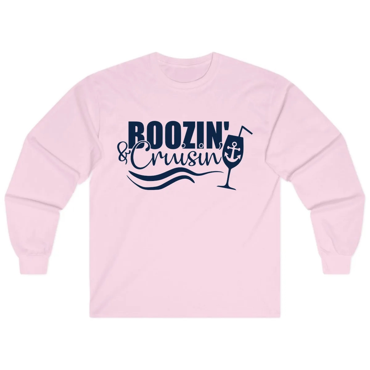 Boozin' & Cruising Nautical Long Sleeve in Light Pink
