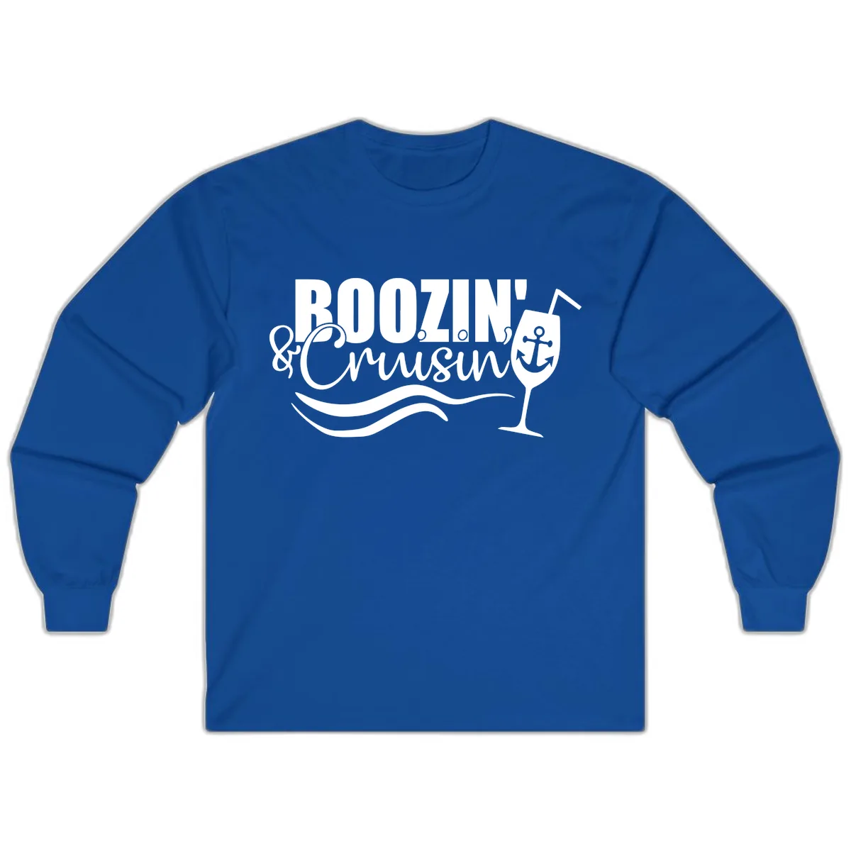 Boozin' & Cruising Nautical Long Sleeve in Royal