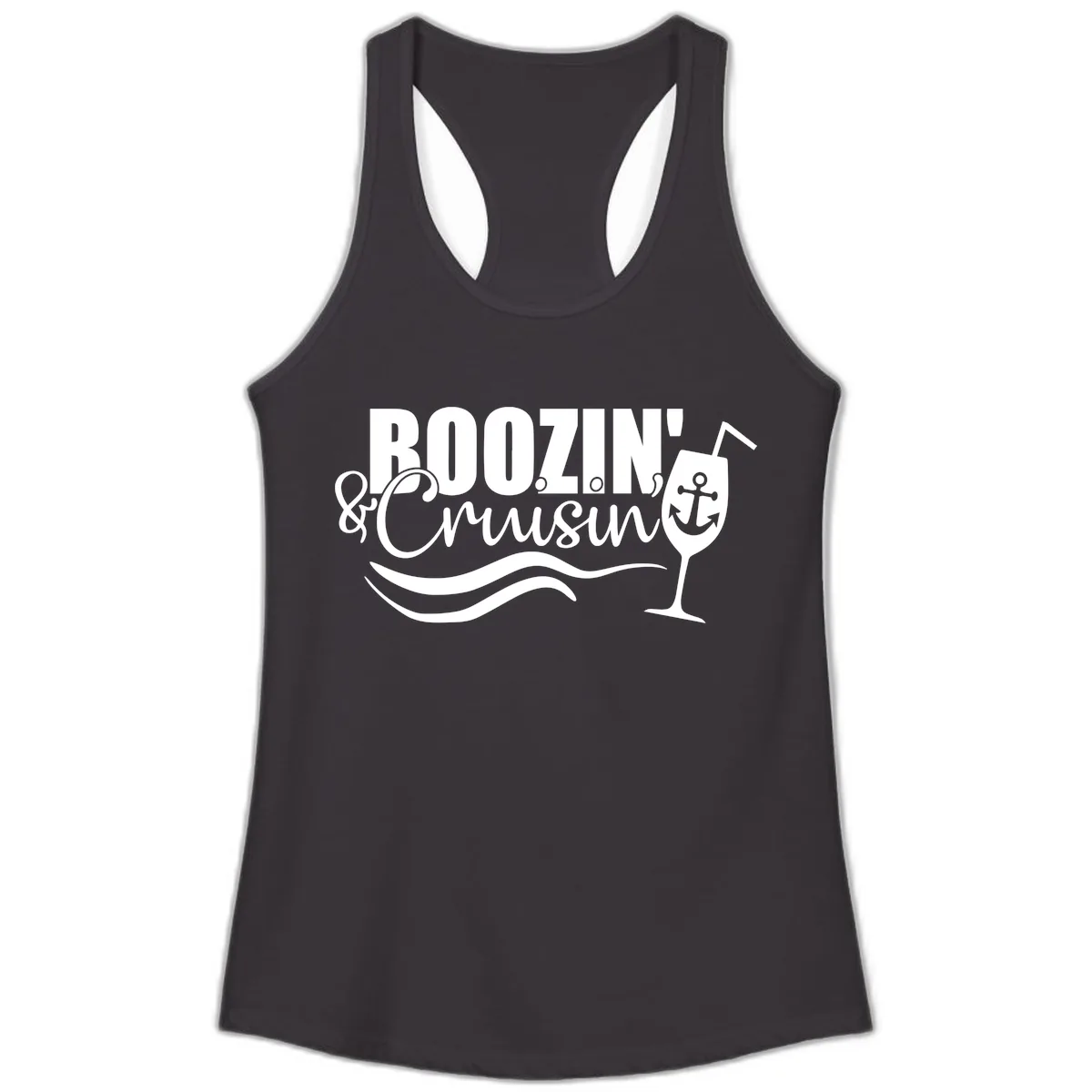 Boozin' & Cruising Nautical Ladies Tank in Black
