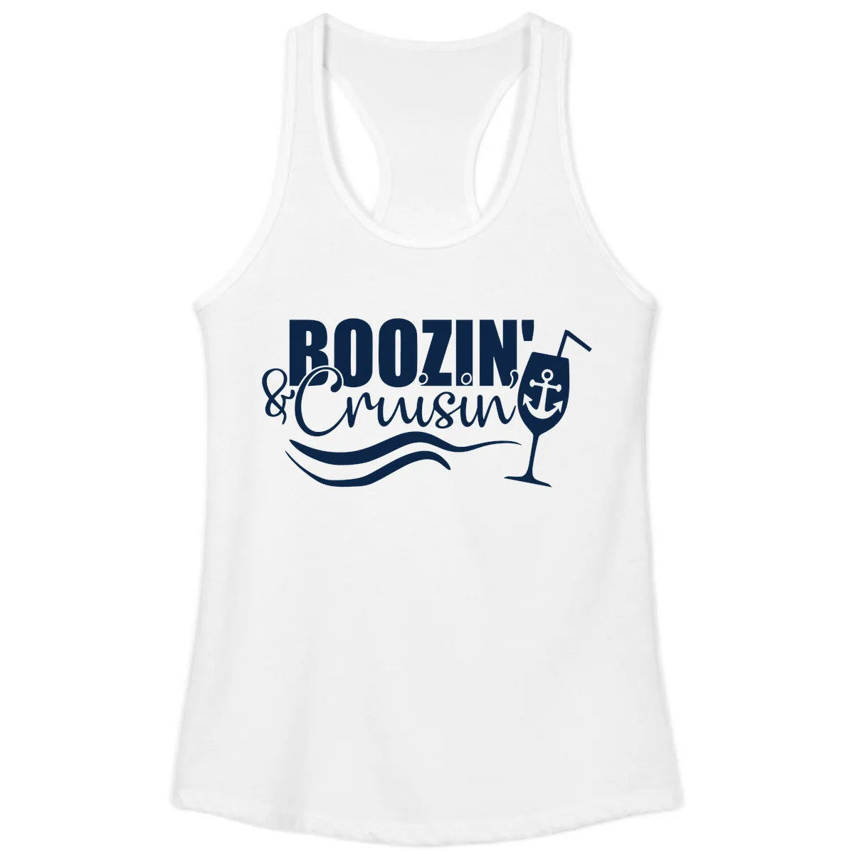 Boozin' & Cruising Nautical Ladies Tank in White
