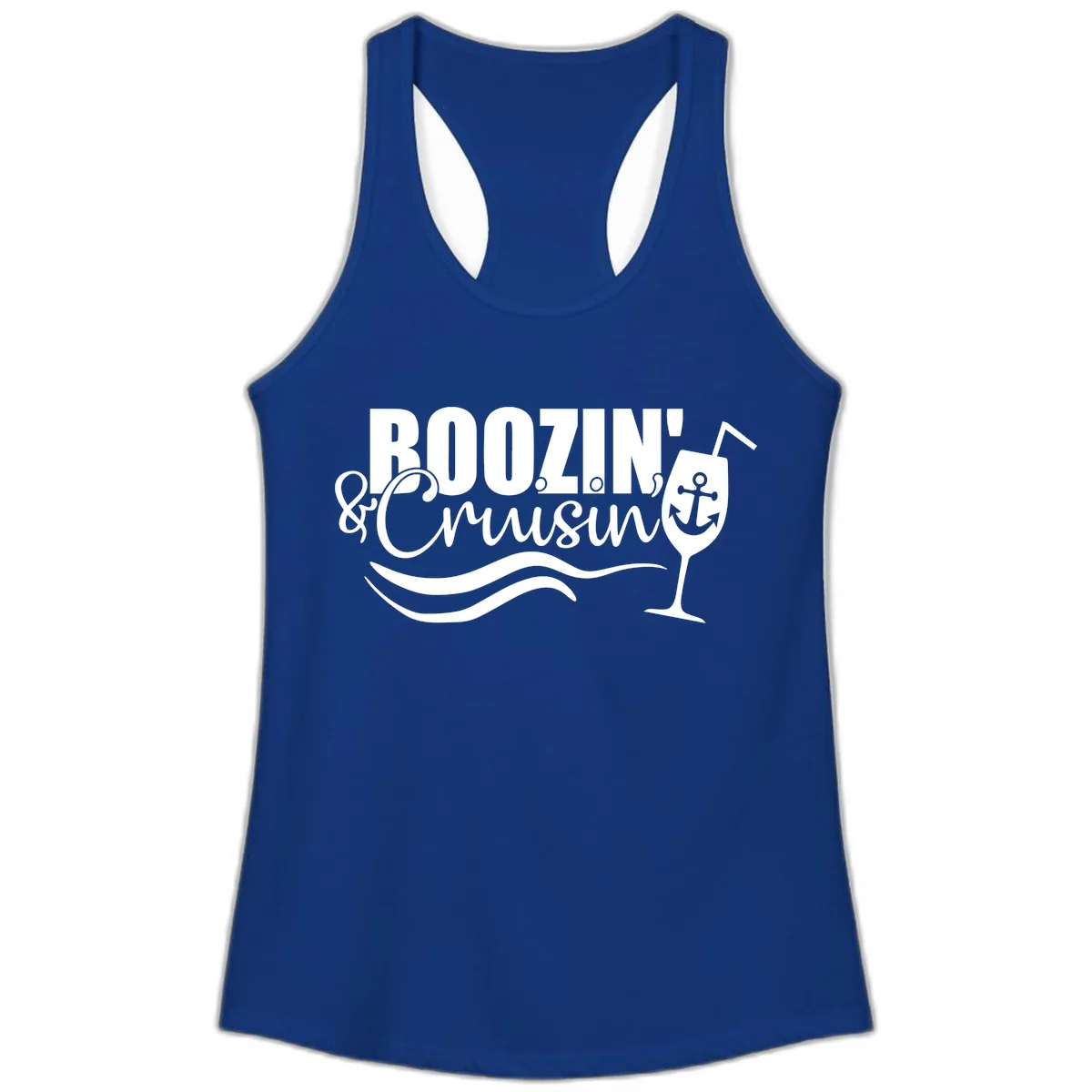 Boozin' & Cruising Nautical Ladies Tank in Solid Royal
