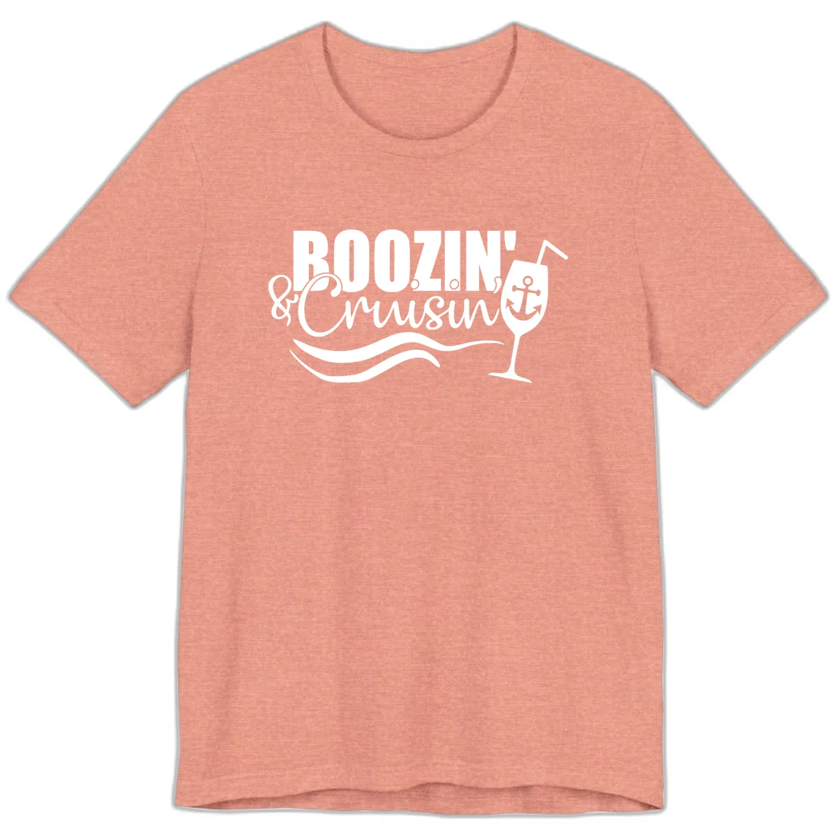 Boozin' & Cruising Nautical Premium T-Shirt in Heather Sunset
