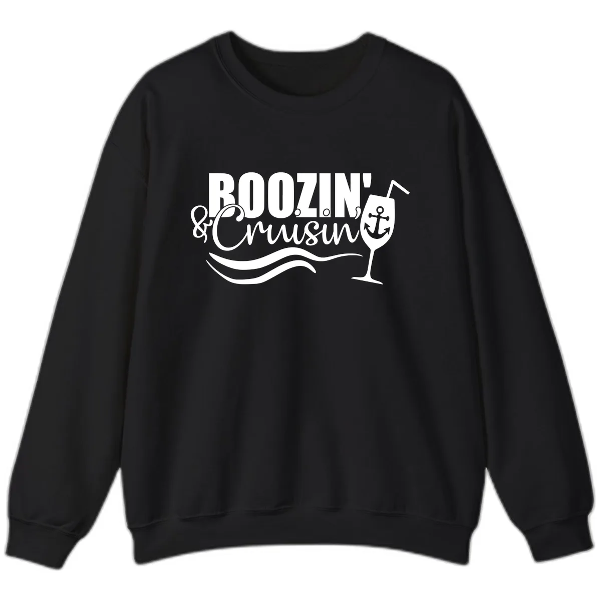 Boozin' & Cruising Nautical Sweatshirt in Black