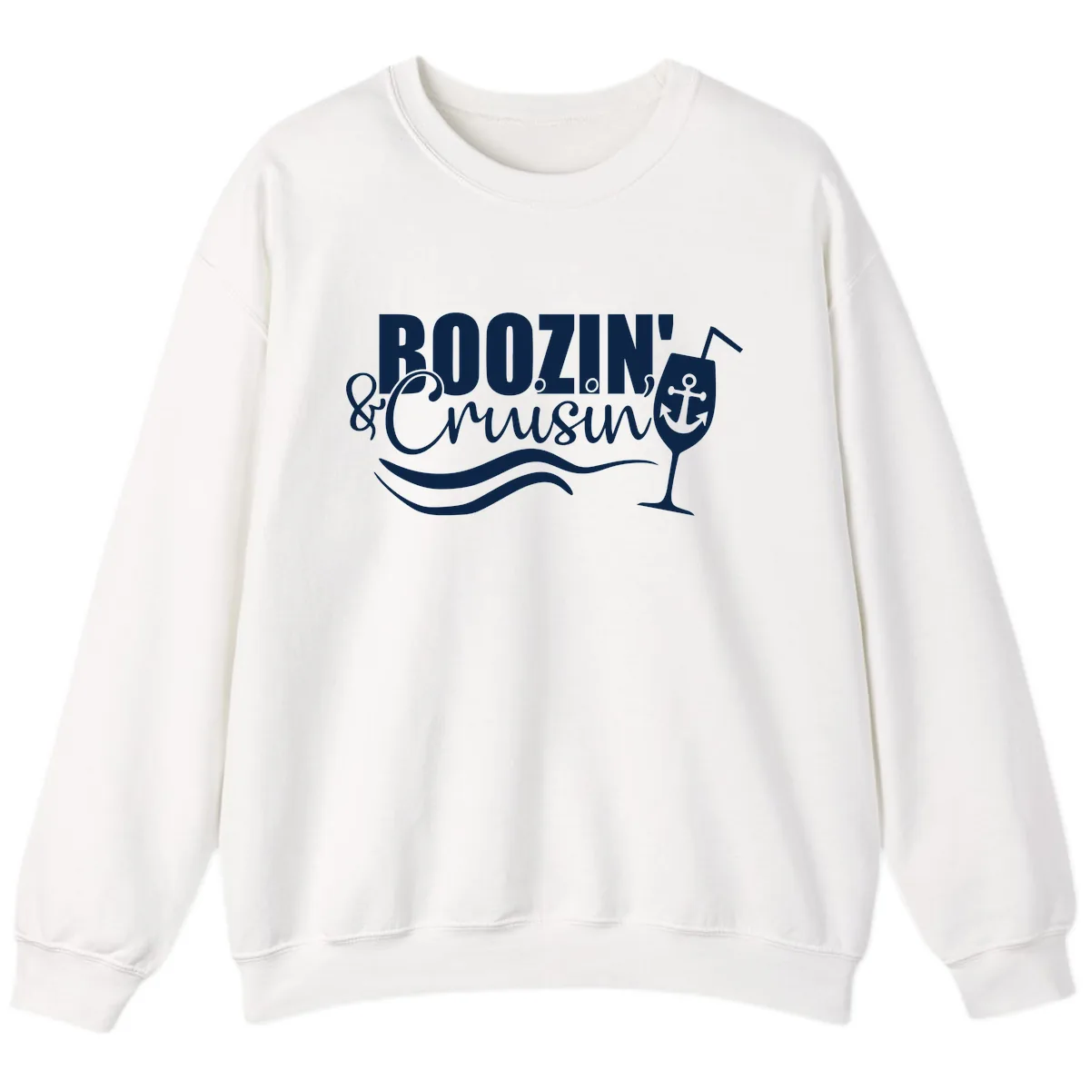 Boozin' & Cruising Nautical Sweatshirt in White
