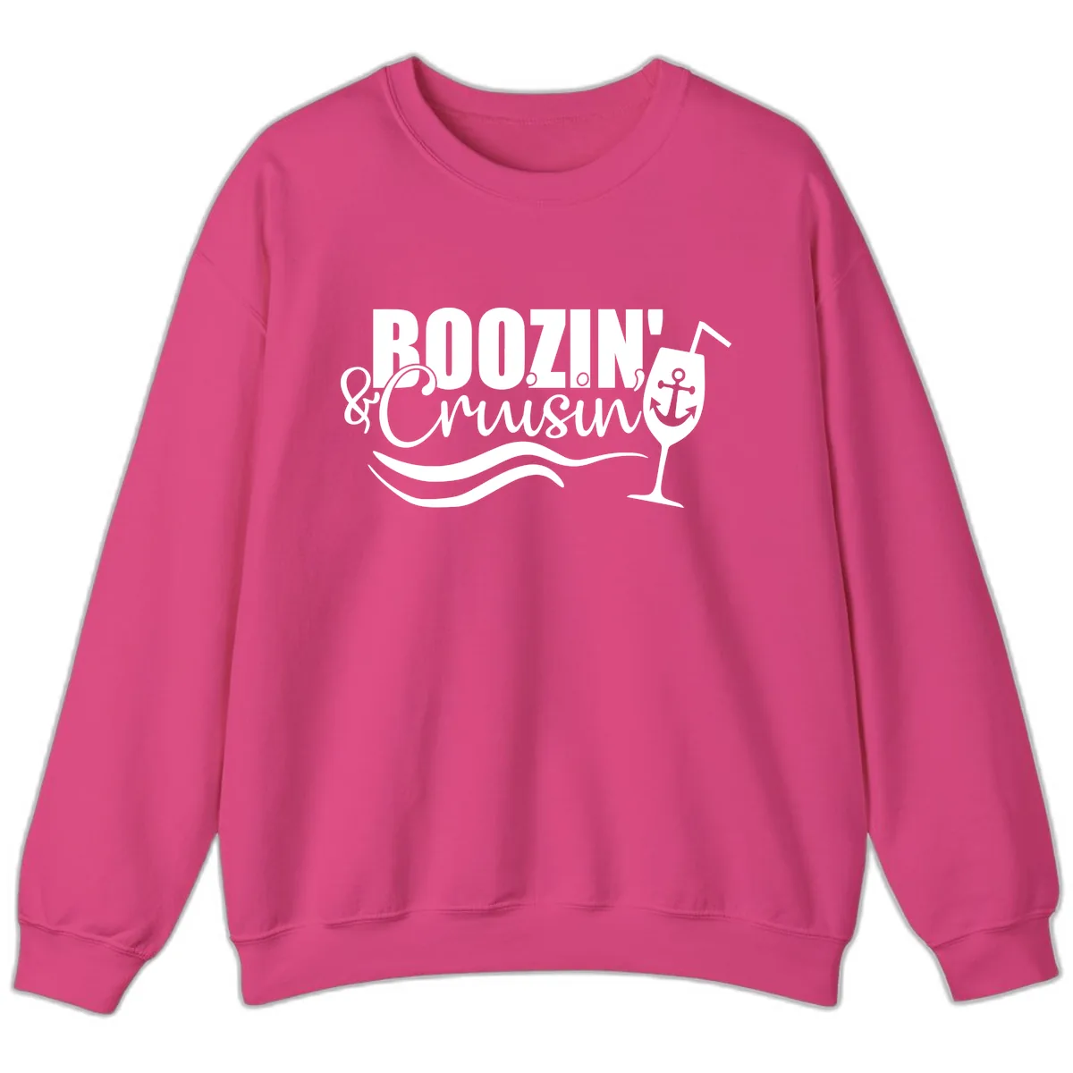 Boozin' & Cruising Nautical Sweatshirt in Heliconia