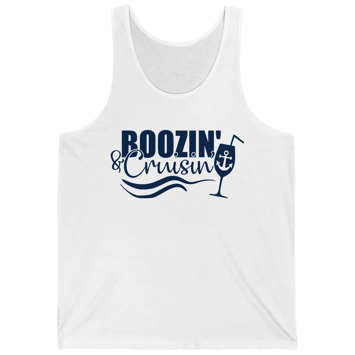 Boozin' & Cruising Nautical Tank in White