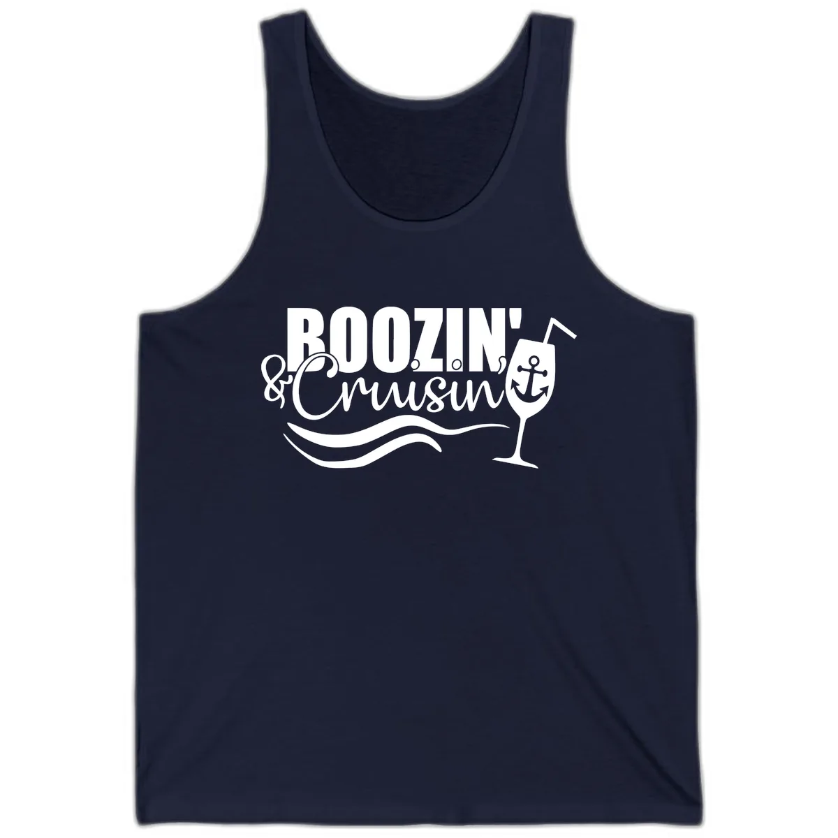 Boozin' & Cruising Nautical Tank in Navy