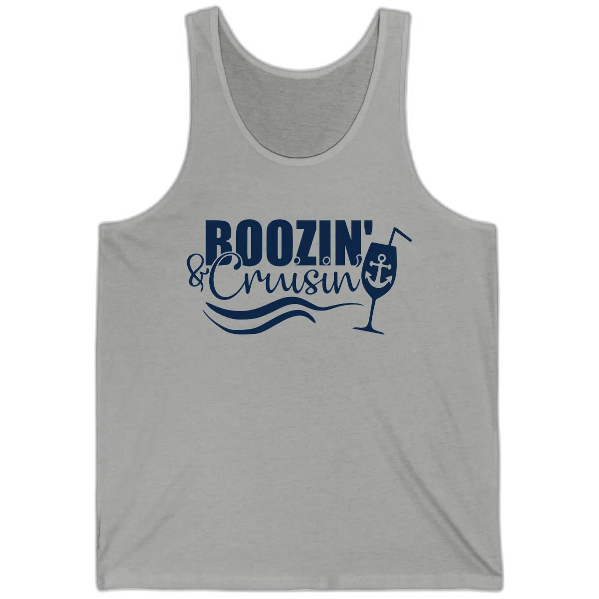 Boozin' & Cruising Nautical Tank in Athletic Heather