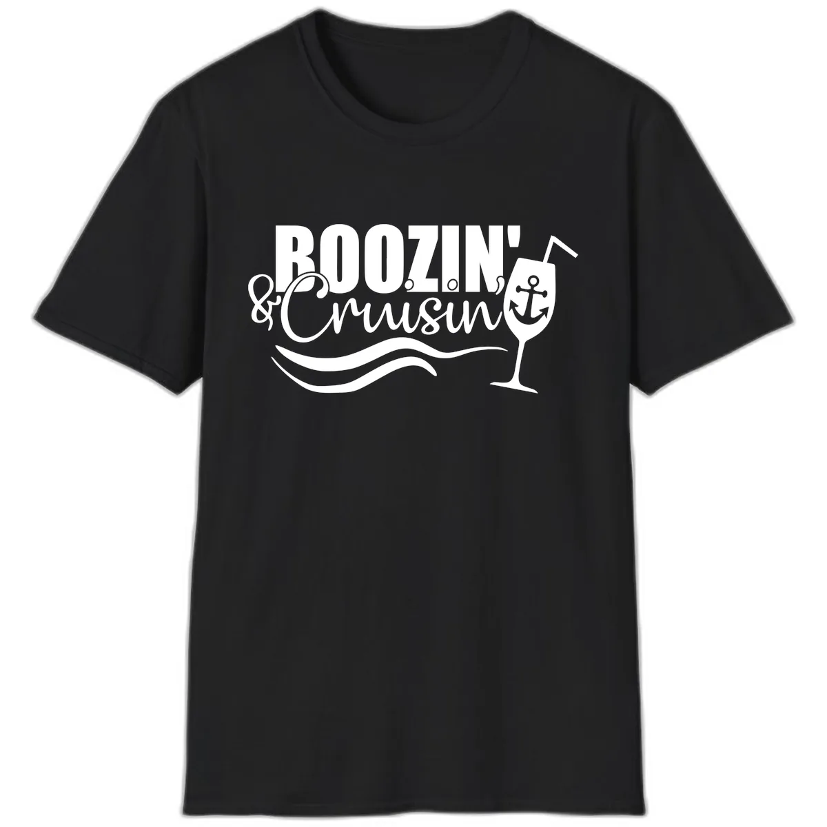 Boozin' & Cruising Nautical T-Shirt in Black