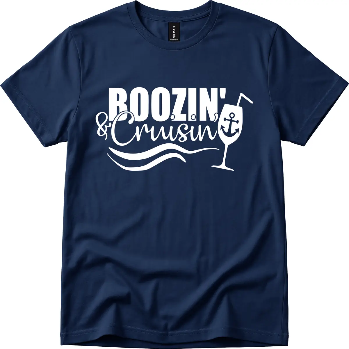 Boozin' & Cruising Nautical T-Shirt in Navy
