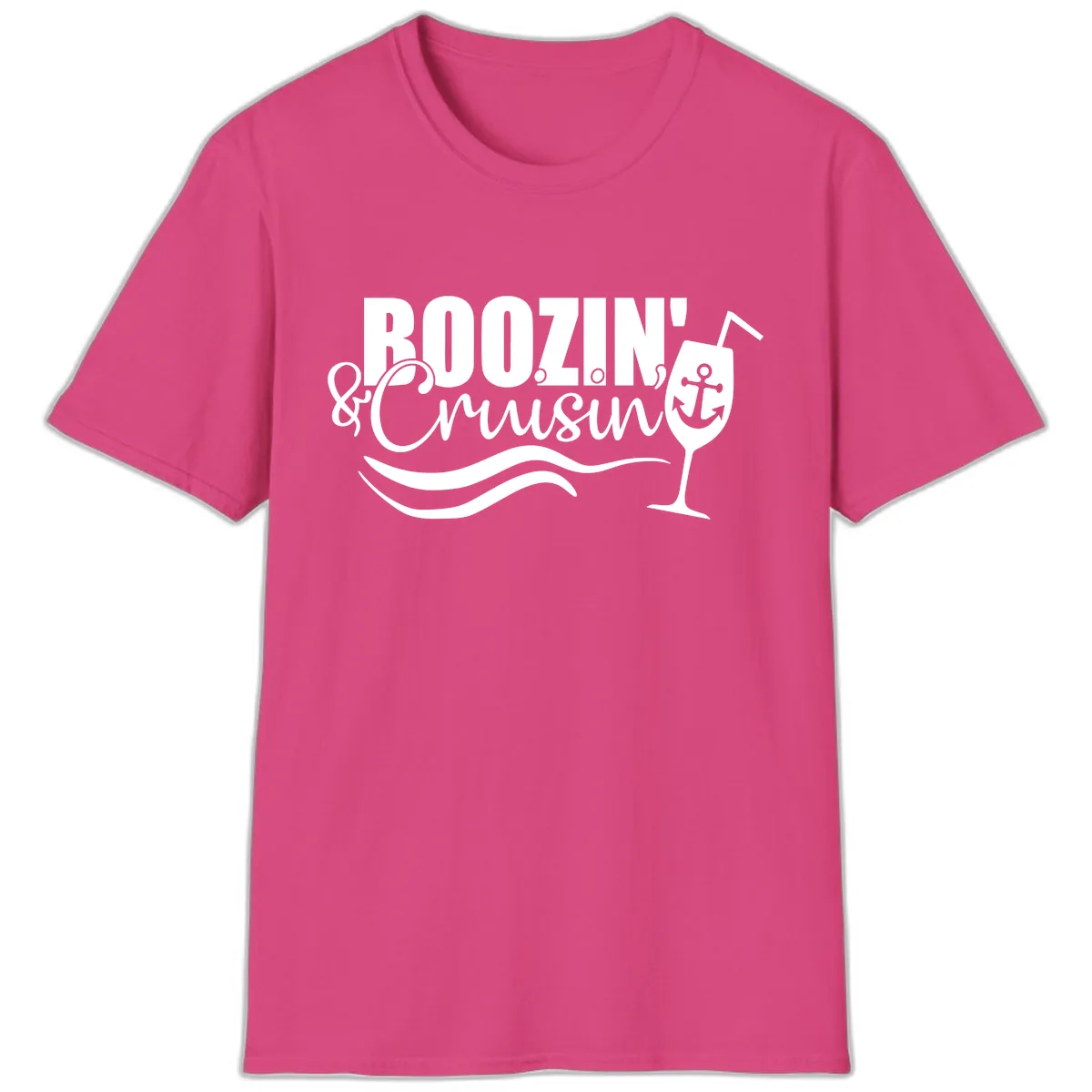 Boozin' & Cruising Nautical T-Shirt in Heliconia