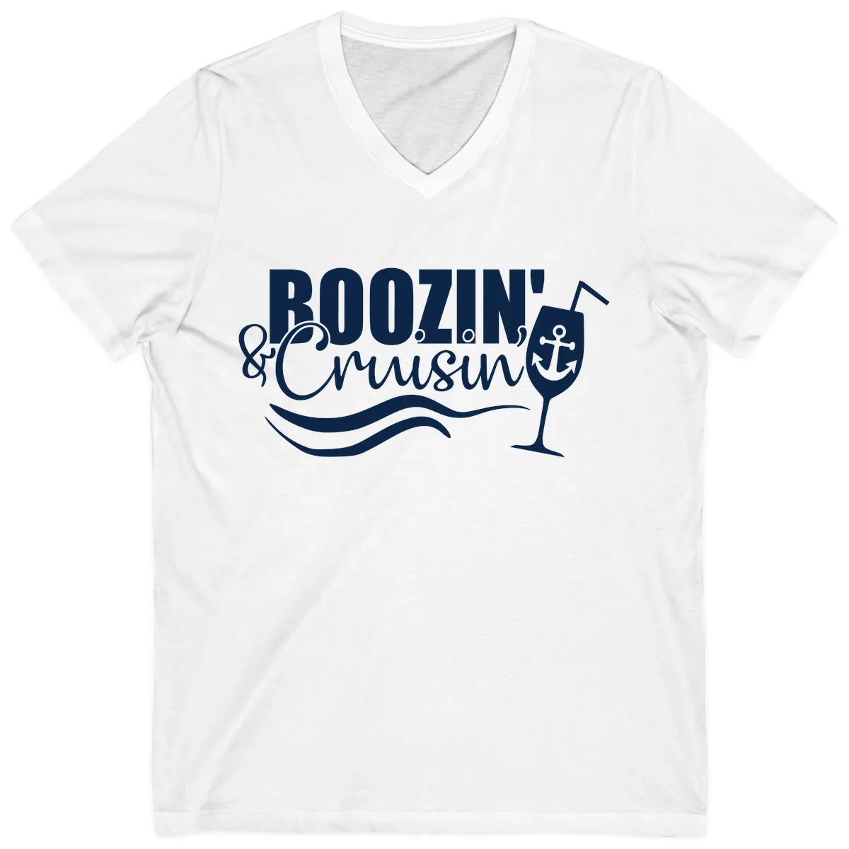 Boozin' & Cruising Nautical V-Neck in White