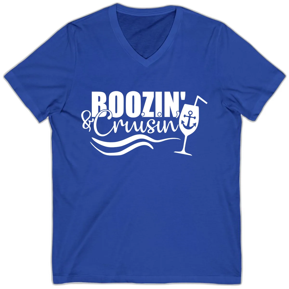 Boozin' & Cruising Nautical V-Neck in True Royal