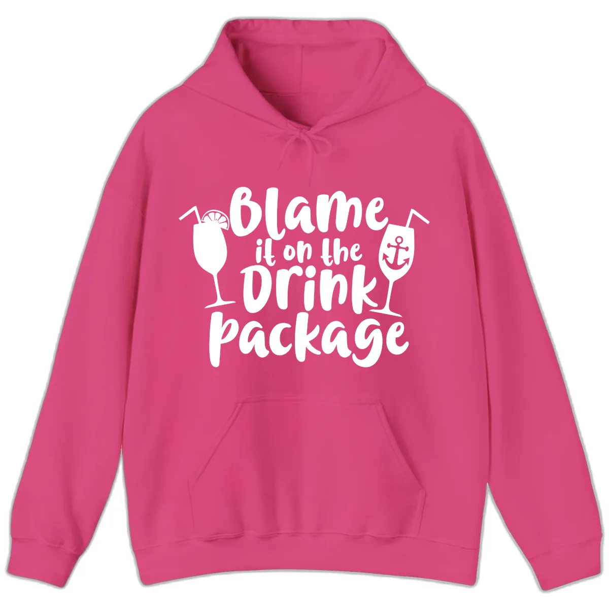 Blame It On The Drink Package Hoodie in Heliconia