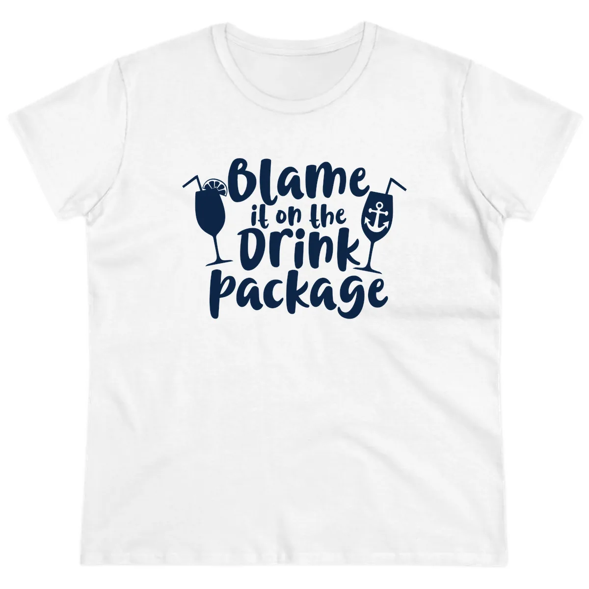 Blame It On The Drink Package Ladies Tee in White