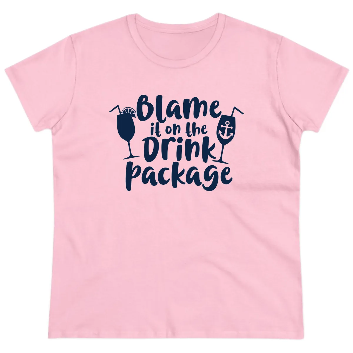 Blame It On The Drink Package Ladies Tee in Light Pink