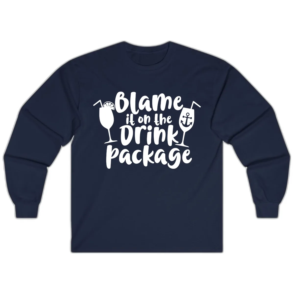 Blame It On The Drink Package Long Sleeve in Navy
