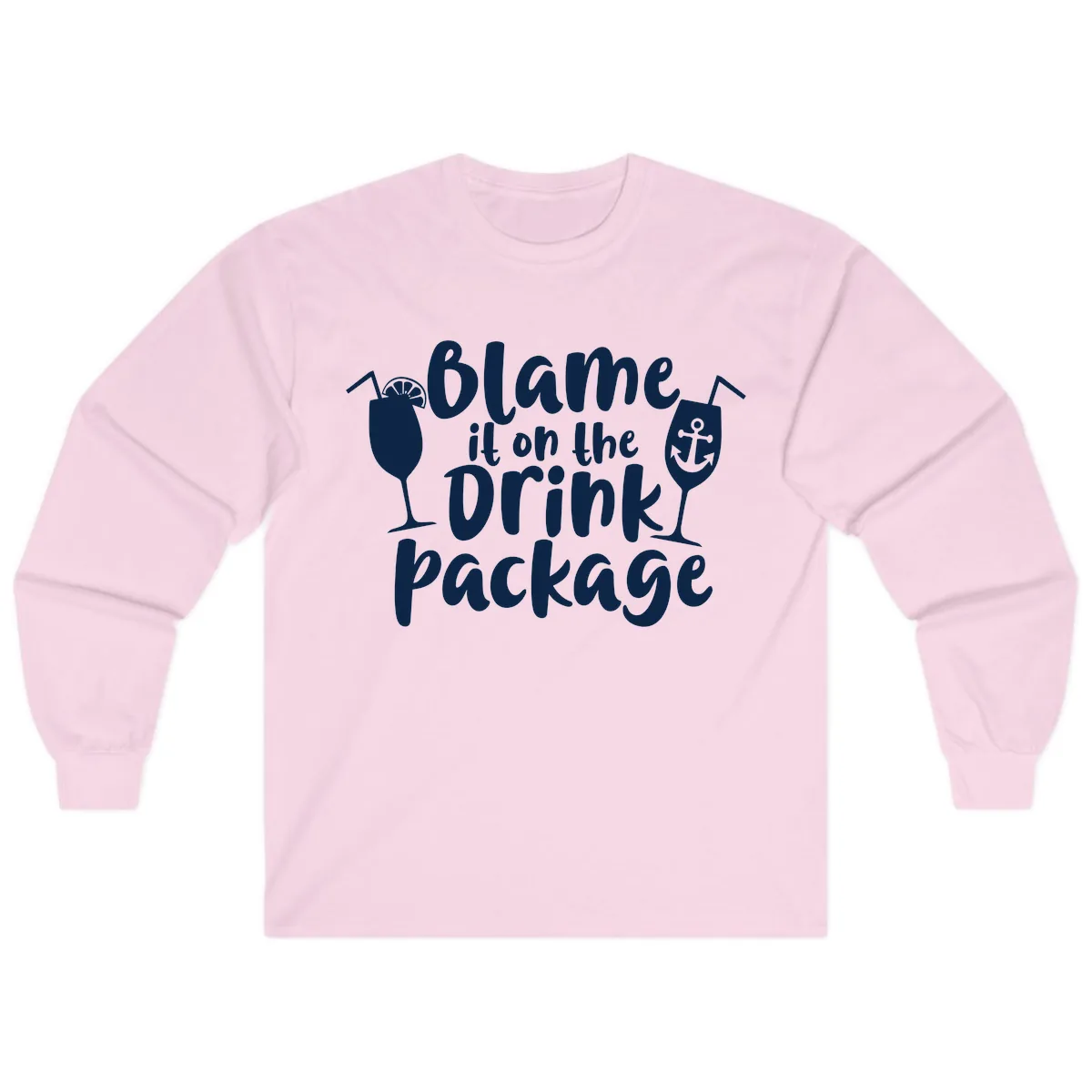 Blame It On The Drink Package Long Sleeve in Light Pink